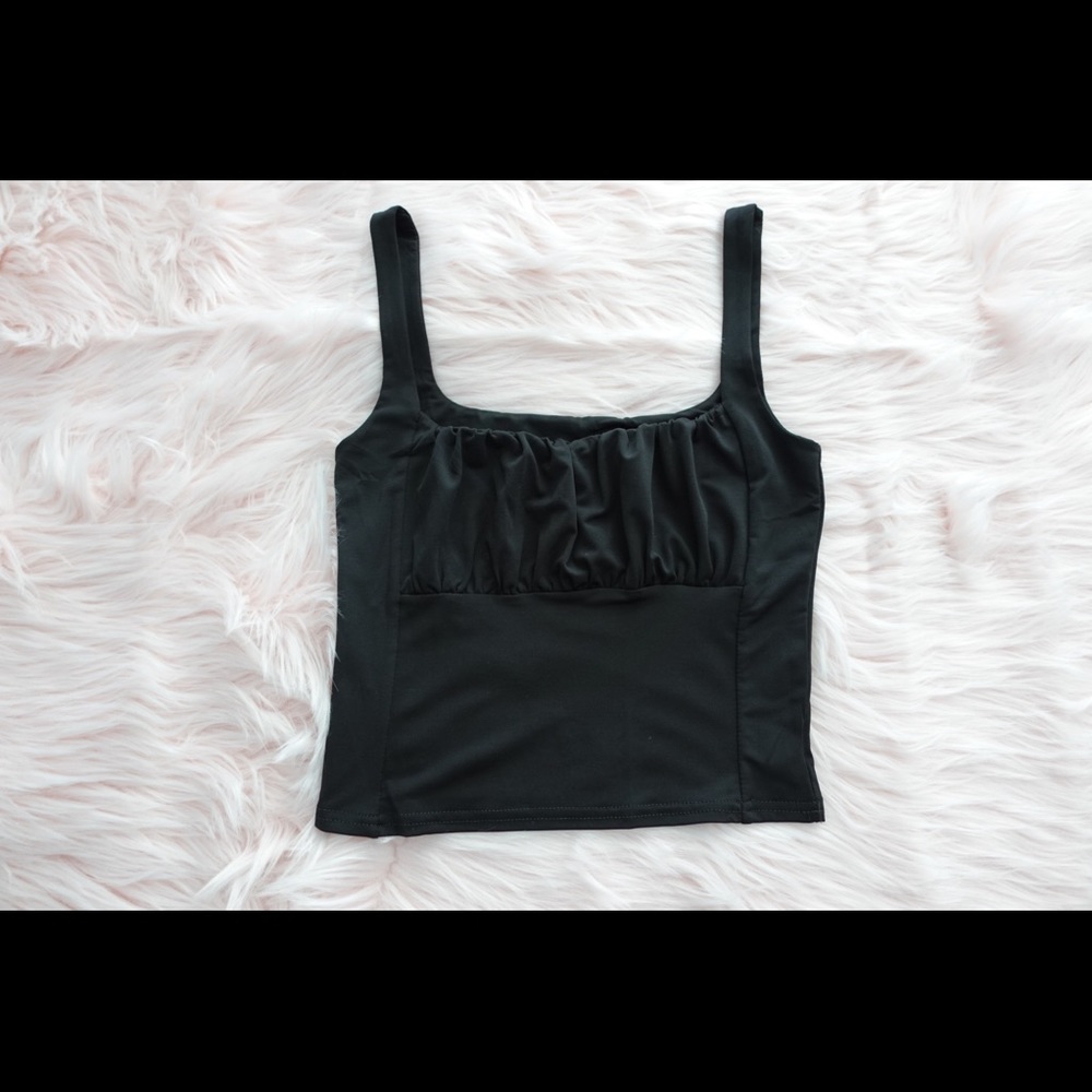 Black Ruched Crop Top